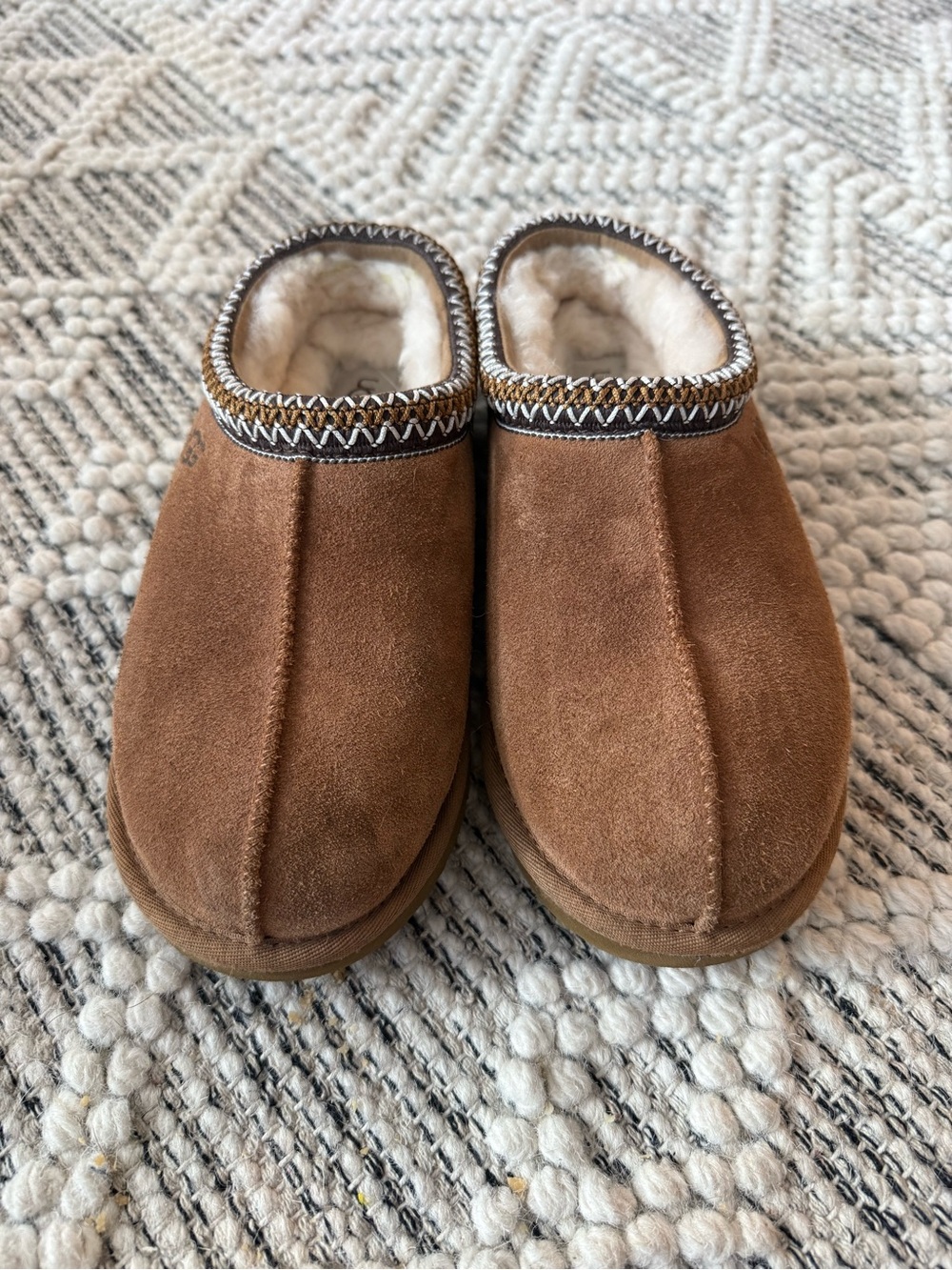 UGG Brown Suede Slip-On Moccasin with Shearling Lining